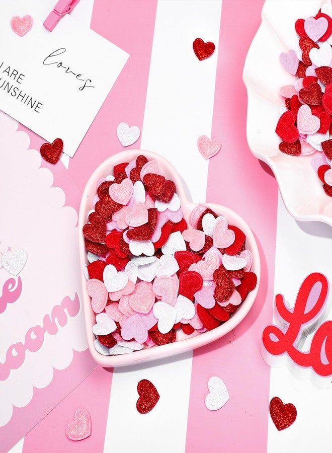 FYSUIMU 300Pcs Valentine's Day Felt Hearts Decoration Glitter Red Pink White Felt Heart Romantic Mini Heart Confetti for Wedding Mother's Day DIY Crafts - Image 4
